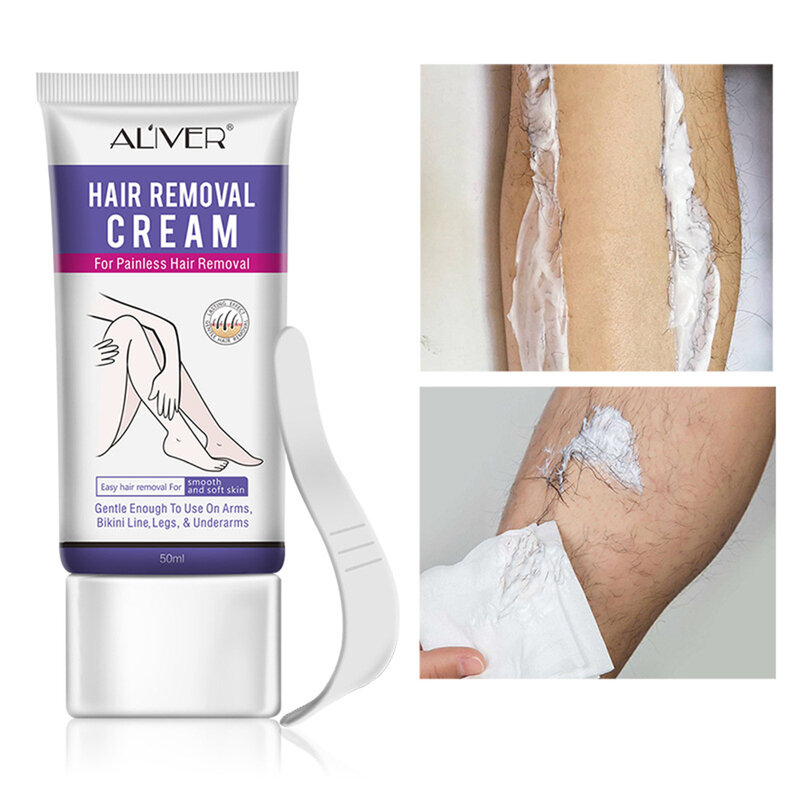 Hair Removal Cream Depilatory Cream Skin Friendly Painless Hair Remover Cream with Cleaning Spatula painless hair removal