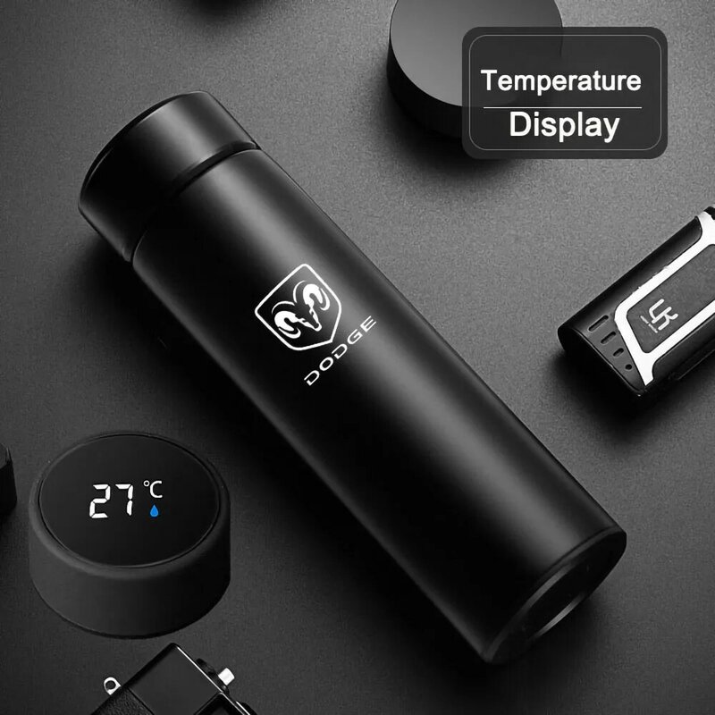 In Car Intelligent Temperature Check Insulation Cup Stainless Steel Vacuum Travel Thermos Coffee Cup For Dodge Challenge RAM