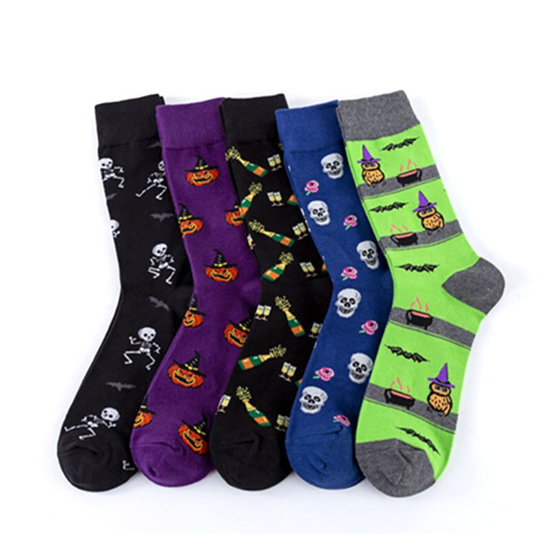De dibujos animados de calabaza calcetines con murciélagos hombres rodilla alta calcetines de calcetines primavera otoño Casual
