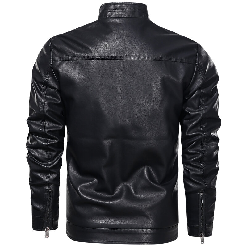 2021 New Autumn/winter Men's Leather Vintage Jackets Casual Biker Pu Jacket Zip Pocket Thick Leather Coats Aviator Jacket Men