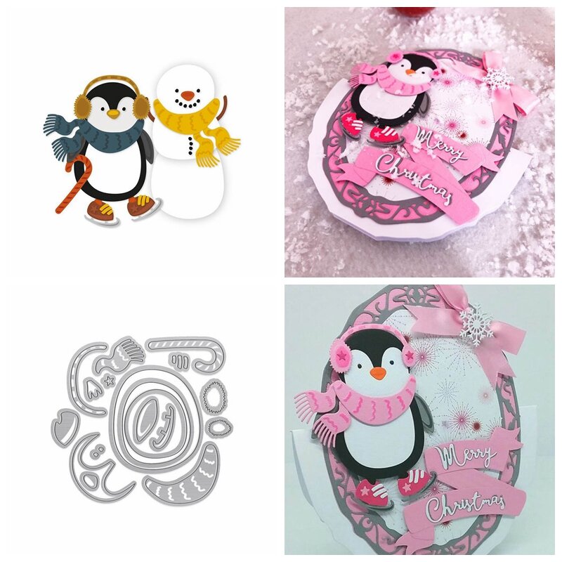 Penguin & Snowmen son buenos amigos, plantillas de corte de Metal, troqueladas para fabricación de tarjetas, manualidades DIY, nuevas 2019