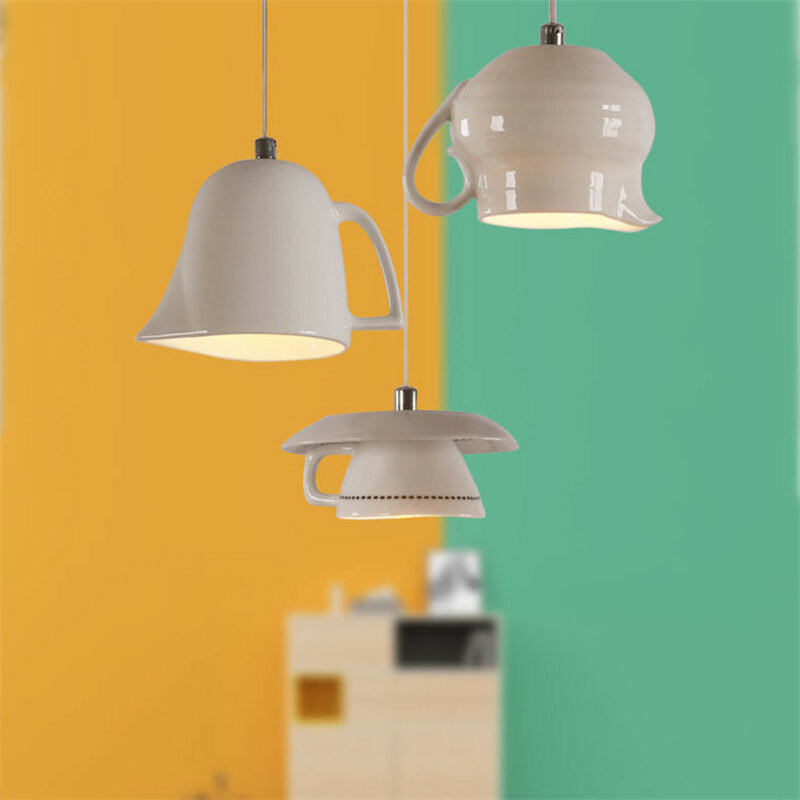 Moderne Tee Tasse Teekanne Hängen Lampe Keramik Led Anhänger Lichter Esszimmer Küche Home Decor Leuchte Leuchten