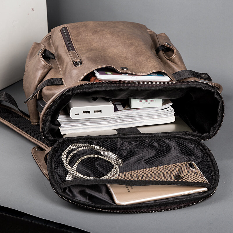 Yilian masculino anti-roubo mochila de couro, notebook bolsa de viagem, preto, escola, grande capacidade, negócios casual