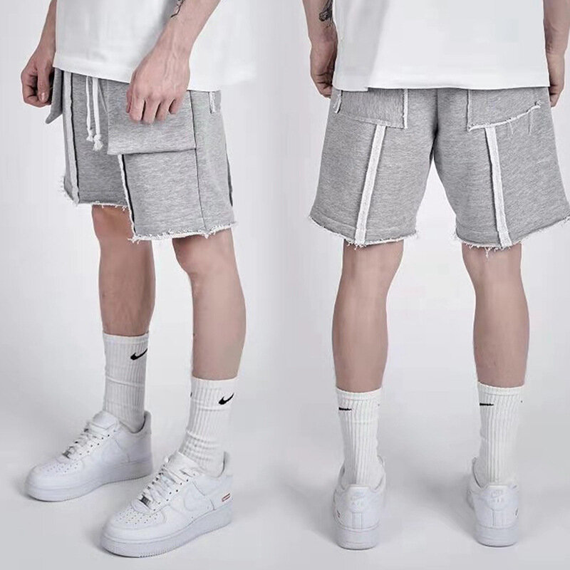 2021 primavera e verão moda nova de cinco pontos em linha reta correndo calças casuais solto esportes shorts men