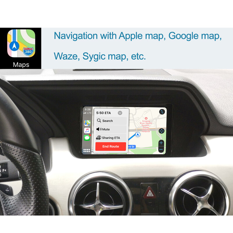 ไร้สาย Apple CarPlay Android Auto Decoder สำหรับ Mercedes Benz GLK 2011-2015,พร้อม MirrorLink AirPlay HDMI เล่นรถด้านหลังกล้อง