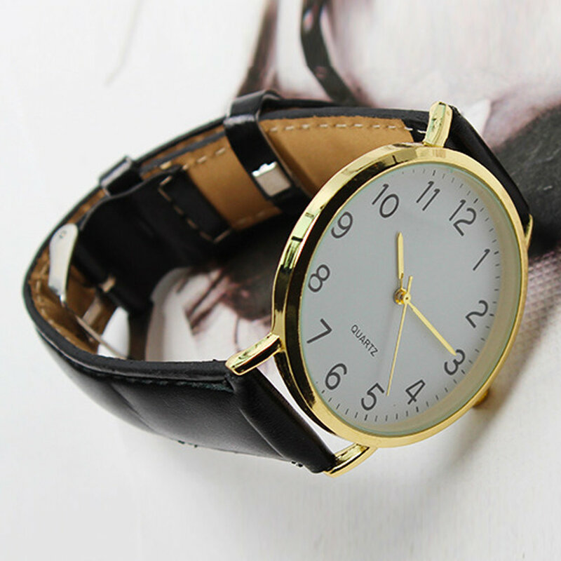 Relógio feminino quartz, relógio de pulso quartz de couro