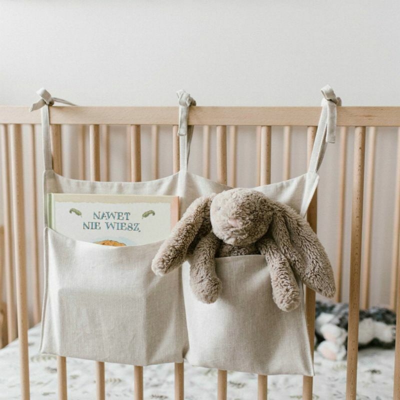 Baby Crib Organizer Bed Hanging Storage Bag For Baby Essentials Multi-Purpose Baby Bed Organizer Hanging Diaper Toys Tissue