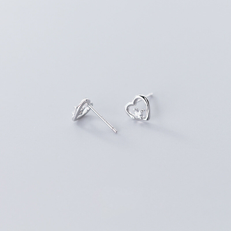 La monada brincos pequenos para mulheres, orelha piercing de coração vazado 925 prata esterlina feminina, brincos de orelha para meninas