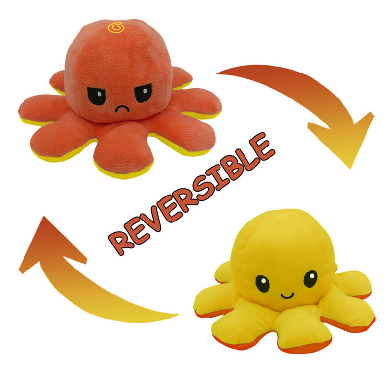 Double-sided Flip Plush Toys Pulpo Poulpe Doll  Soft Creative Happy-Angry Cute Marine Toy Kids Friend Birthday Gift Wholesales #