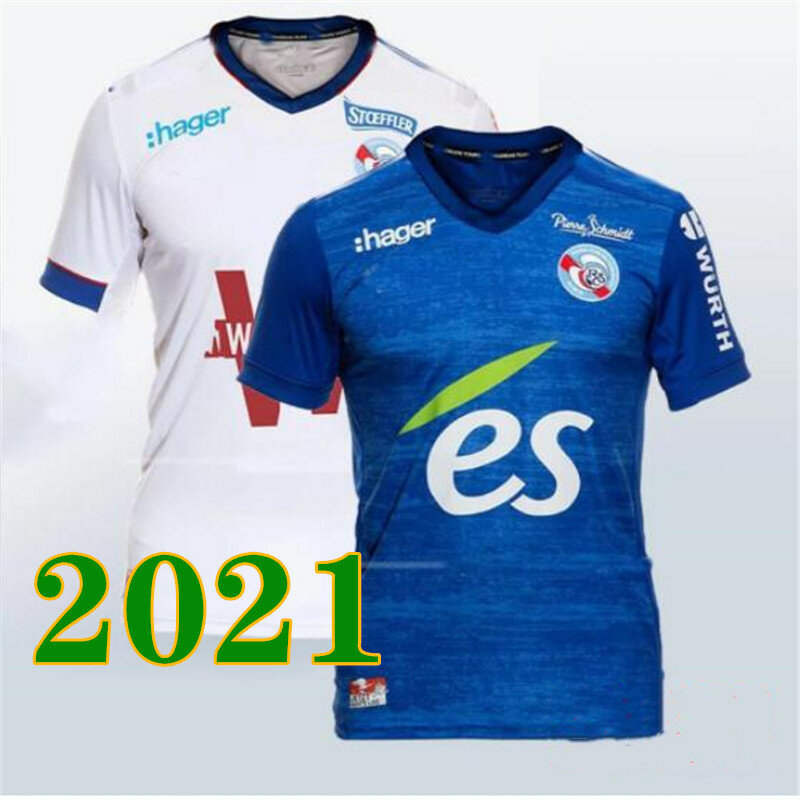 Camisa de futebol alsácia para o sexo masculino, 20/21 rc estrasburgo, 2021 2020, zohi 26 thomasson lienard lala sissoko