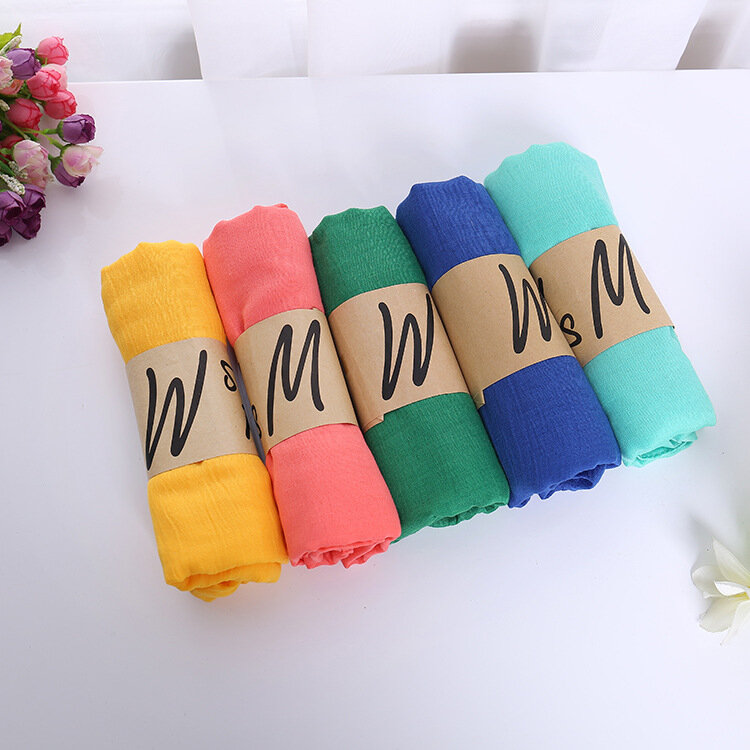 Bufanda de algodón para mujer, pañuelo de lino, monocromático, color caramelo, color sólido, hermoso