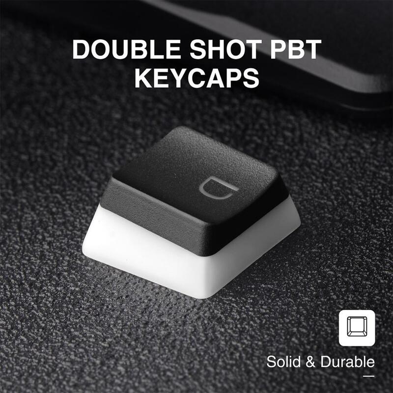 Havit-Juego de teclas de doble disparo retroiluminadas PBT pudín con extractor, Compatible con teclado mecánico Cherry MX, blanco y negro