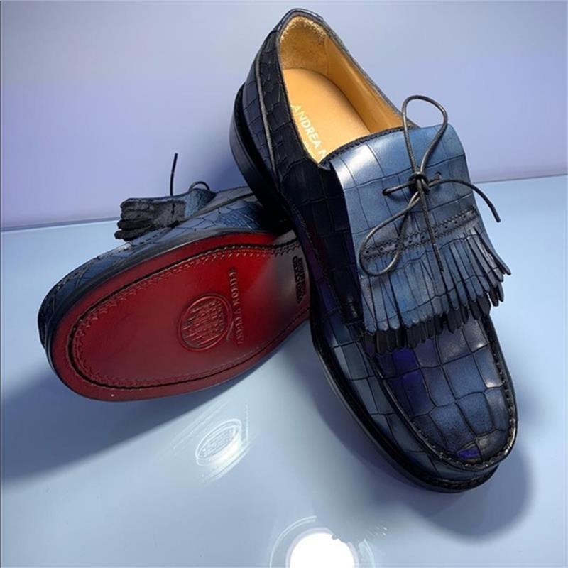 Sepatu Kasual Hak Rendah Ujung Bundar Rumbai Klasik Bisnis Semua Cocok Kasual Fashion Trendi Warna Solid Buatan Tangan Pria ZZ116