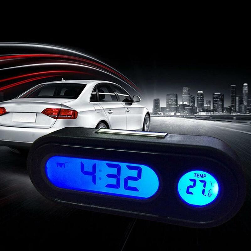Reloj electrónico con pantalla LED para salpicadero de coche, Mini termómetro luminoso negro con pantalla Digital reloj coche