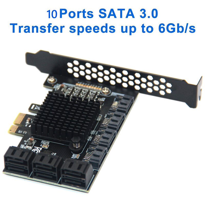 SATA PCIE 1X Adapter 4/6/10 Ports PCIE X 4/8/16 zu SATA 3,0 6 Gbps Interface Rate Riser Expansion Karte für desktop PC Computer