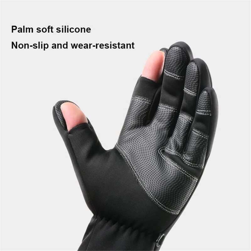 Утолщенные водонепроницаемые ветрозащитные перчатки для верховой езды с сенсорным экраном, рыболовные перчатки с двумя пальцами и теплой ...