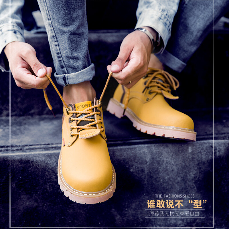 New style men's leather Martin shoes, high-end outdoor non-slip wear-resistant tooling shoes,four seasons big head leather shoes