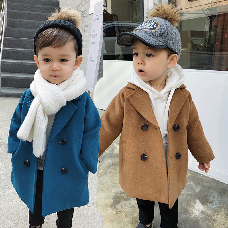 Jaqueta infantil para meninos, casaco quente de outono e inverno para crianças pequenas