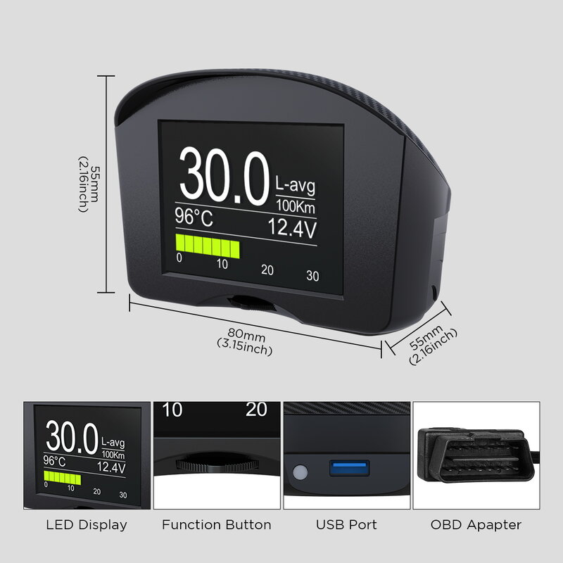 AUTOOL-ordenador X50 Plus OBD2 para coche, dispositivo Digital con pantalla frontal, pantalla de velocidad y consumo de combustible