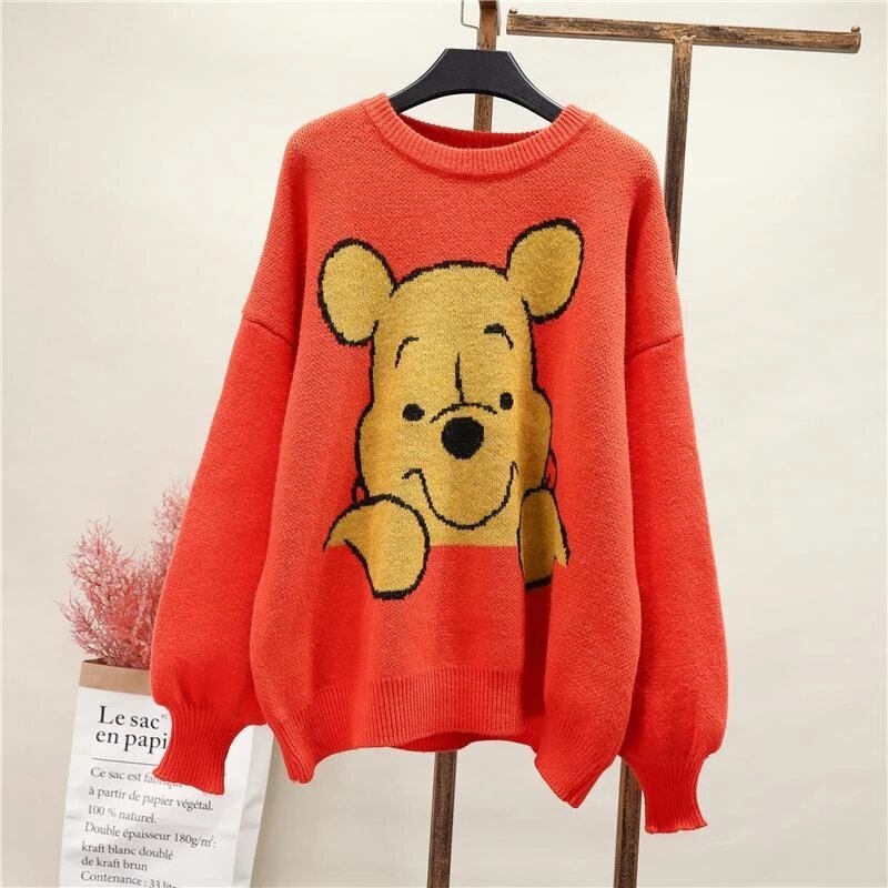 2021 New Cute Autumn Sweaters Korean O Neck Long Sleeve Oversize Sueter Mujer Japanese Kawaii Cartoon Knitted Sweater
