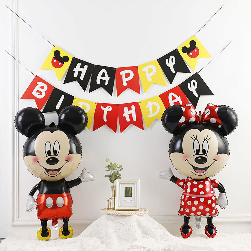 子供のためのミッキーとミニーマウスの巨大な風船,112cm,漫画のアルミニウム,誕生日パーティーの装飾,子供のためのギフト