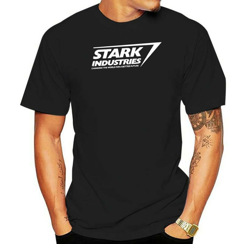 Camiseta de algodão stark industries logotipo masculino o-pescoço manga curta t camisas