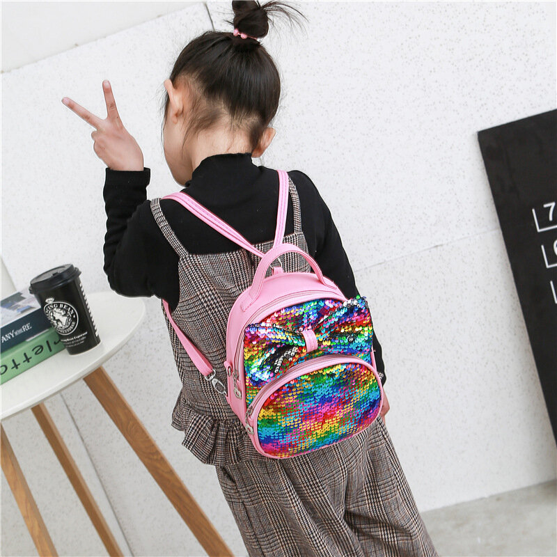 Персонализированная детская школьная сумка, рюкзак с блестками, милый модный детский рюкзак с бантом для девочек, оптовая продажа