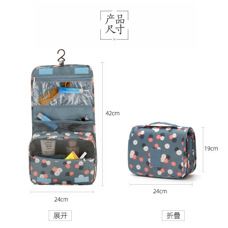 Señoras bolsa de maquillaje de viaje artículos de tocador bolsa de almacenamiento impermeable de baño plegable maquillaje bolsa 2021