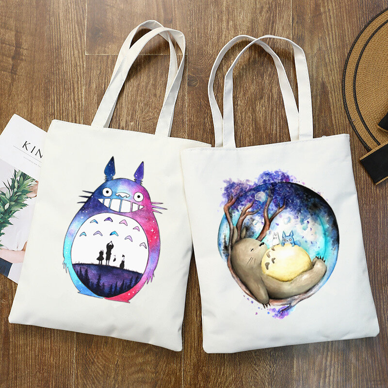 Totoro Studio Ghibli Миядзаки Хаяо аниме Kawaii, мультяшный принт, сумки для покупок, модная повседневная сумка для девушек