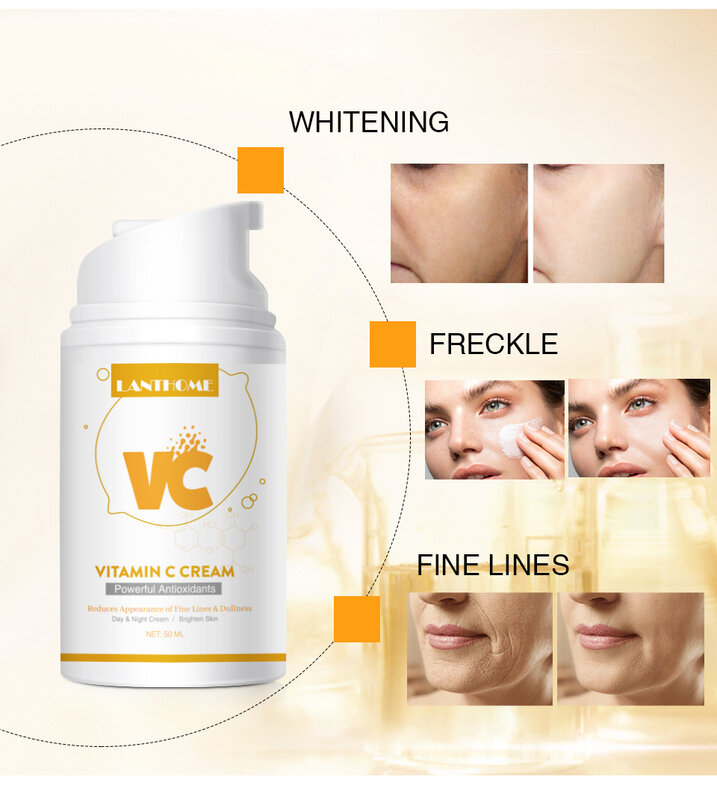 50g vitamina c iluminando anti-envelhecimento hidratante hidratante creme facial anti-rugas nutrição profunda remover manchas escuras