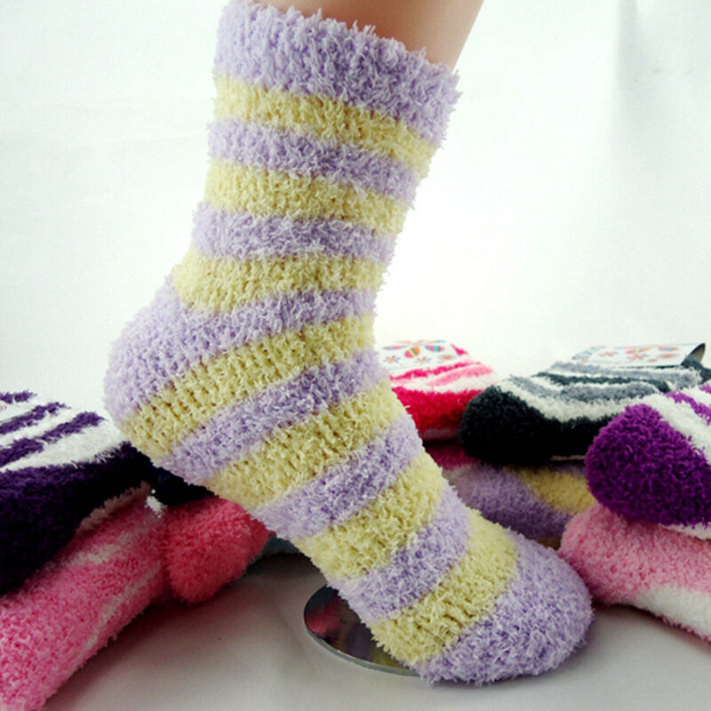 5 par/lote invierno para mantener cálida lana color Coral moda capaz de colores de caramelo dulce bebé calcetines/calcetines de las niñas