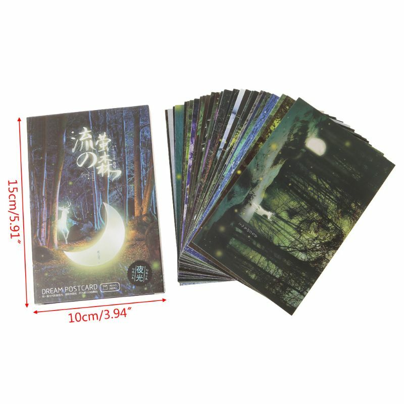 Carte postale Vintage lumineuse, 30 pièces, guirlande lumineuse dans la forêt sombre, Animal, carte postale de vœux, nouveauté, cadeau de noël