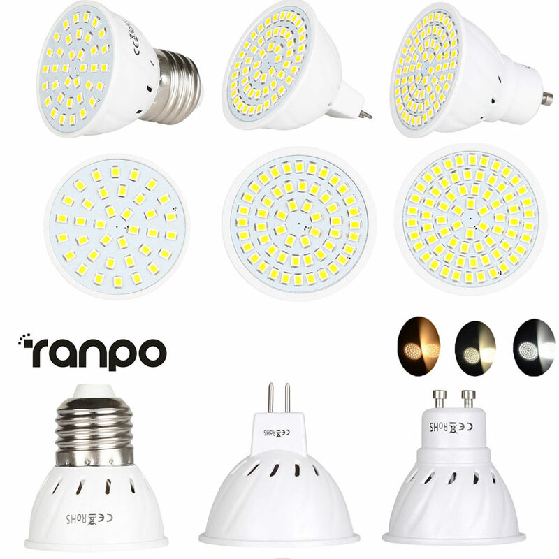 Lámpara LED superbrillante GU10 MR16, foco de 4W, 6W, 8W, CA 110V, 2835 SMD, E27