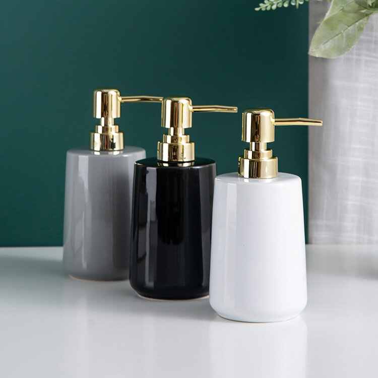 2021 Ceramic Hand Sanitizer Bottle Bathroom Accessories Hotel Bathroom Kitchen Lotion Pump Shampoo Shower Gel Sub Bottle