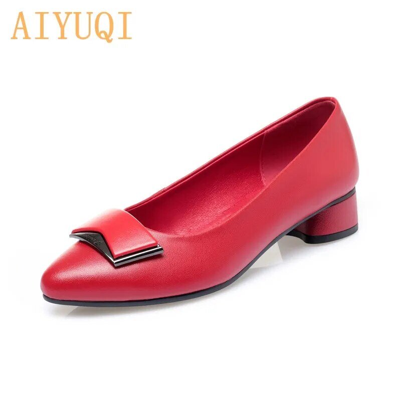 AIYUQI Female Nurse Shoes 2022 Autumn Pointed Professional Genuine Leather Women Shoes Large Size Fashion Single Shoes Ladies