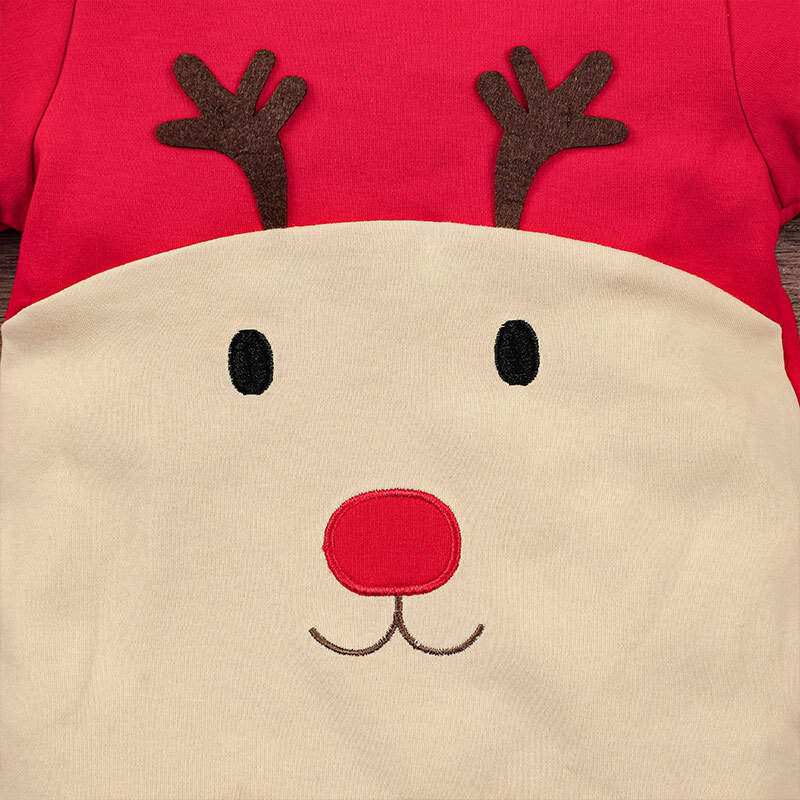 Przytulny bawełniany butik jesień długi rękaw ubranka dla dzieci czerwony świąteczny śliczny kombinezon łosia dorywczo noworodka pajacyki nowości