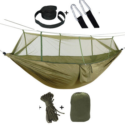 Hamaca portátil para acampar con mosquitera, luz emergente para exteriores, paracaídas, columpio, silla para dormir, cosas de Camping