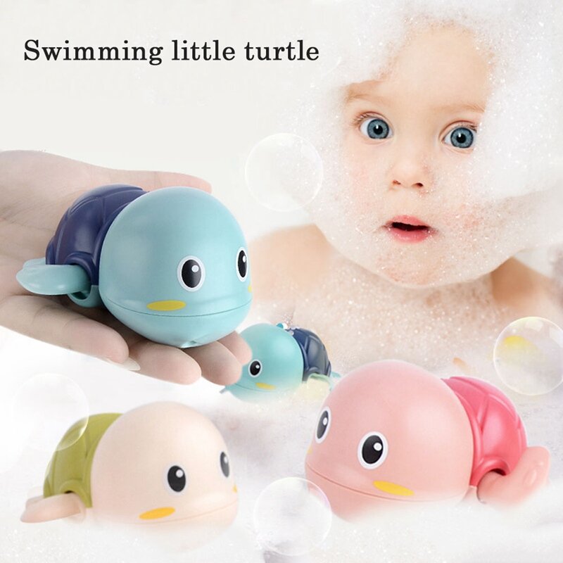 Little Turtle Bath Toy For Babys Cute Cartoon Toddler Bath Toys Wind-Up Turtle Bathroom Baby Clockwork Animal Toys