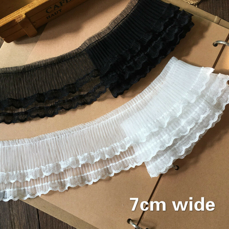 Double-layer Tulle Wrinkle Lace Fabric DIY Clothing Leader Skirt Trim Pillow Curtain Home Textile Fast Sewing Stitching Material