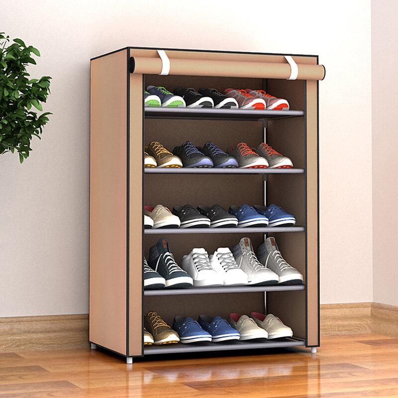 Organizador de sapatos, multicamadas, simples, montado, economiza espaço, prateleira, casa, dormitório, armazenamento, guarda-roupas, à prova de poeira