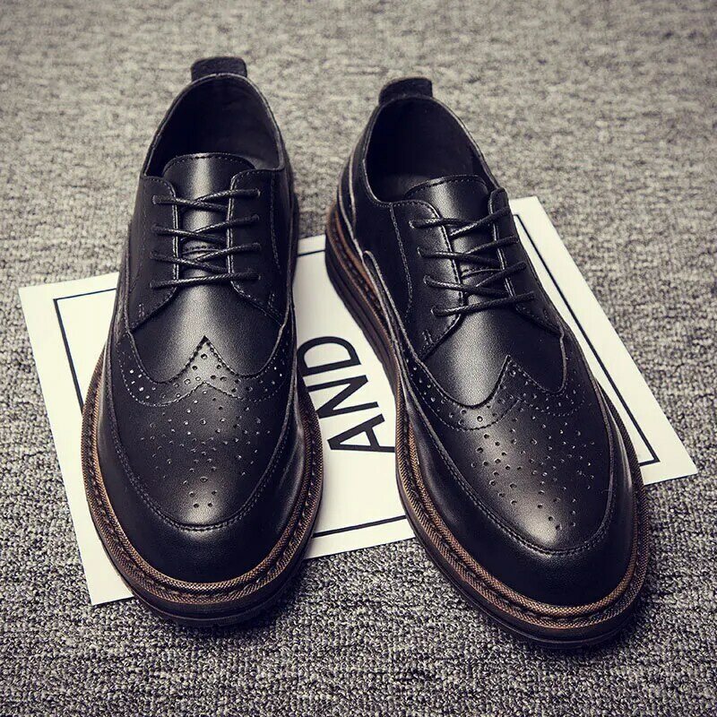 Zapatos informales Retro para hombre, zapatillas planas de cuero transpirables, calzado vulcanizado para exteriores de alta calidad, N10-81