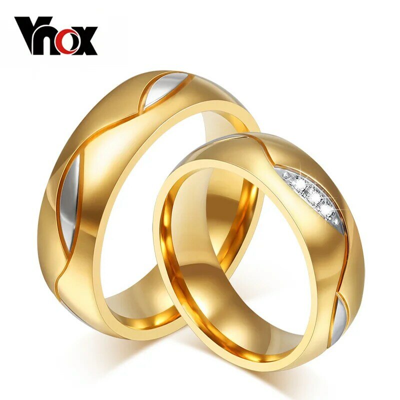 Vnox-男性と女性のための婚約指輪,刻まれた婚約ジュエリー,ロシア語,スペイン語,ポルトガル語