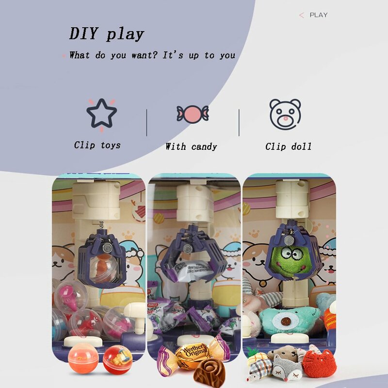 Kids Arcade Console Mini Klauw Machine Game Met Joystick Speelgoed Automaat Candy Grabber Pluche Poppen Cadeaus Voor Kinderen
