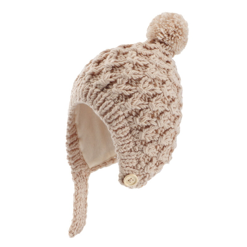 Зимние теплые плотные вязаные шапки для детей, милая однотонная Мягкая вязаная шерстяная шапка для новорожденных, шапка для детей, подарок ...