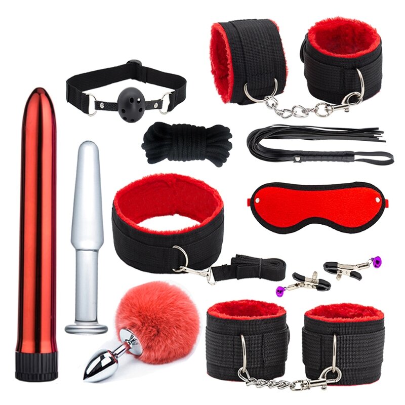 11 unids/set erótico restricciones juguetes de sexo parejas coquetean esclavitud Kits fetiche para cama juego conjunto de herramientas para los principiantes juegos para adultos