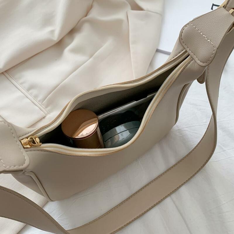 Уличная сумка из искусственной кожи на молнии с полумесяцем, повседневная миниатюрная сумочка на плечо в стиле ретро, простая женская сумка...