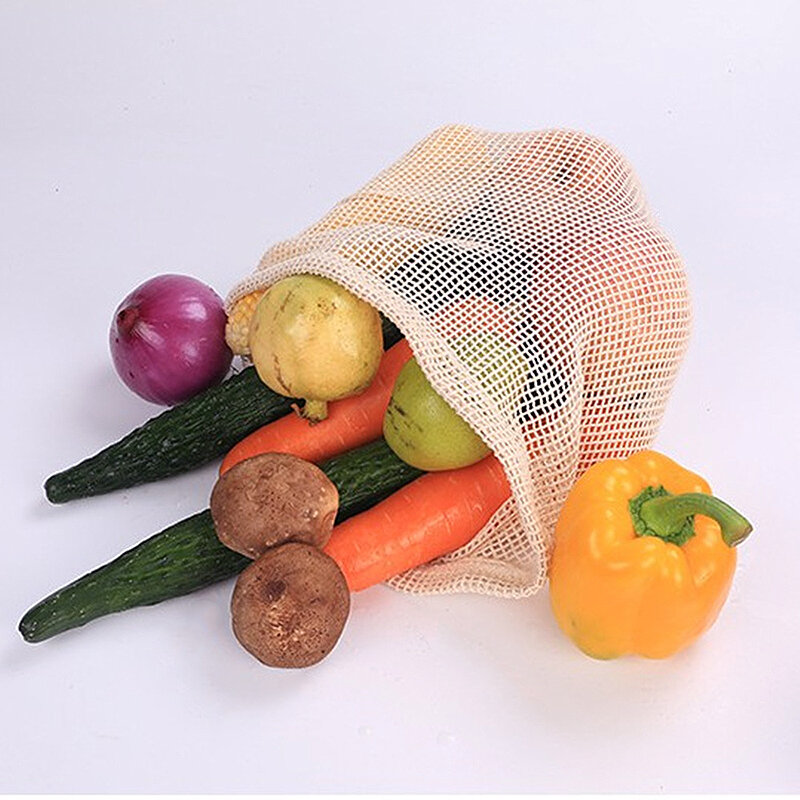 Eco di Verdure Riutilizzabile Sacchetto di Cotone Borse di Maglia Produrre Sacchetto per la Cucina Frutta Verdura Borse Riutilizzabili Shopping Bag di Cotone