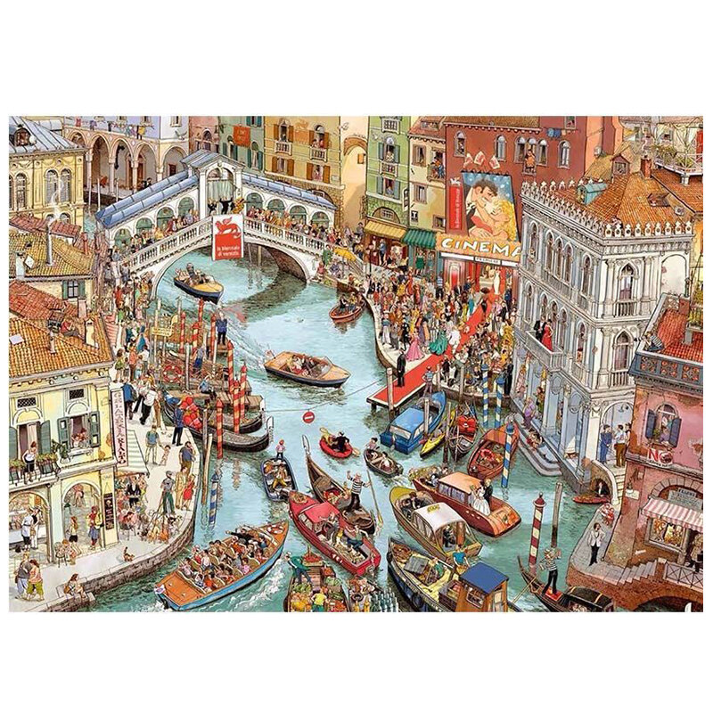 Pintura al óleo de Venecia, rompecabezas con puntas de partición, modelo de ensamblaje de paisaje diy, juguetes para niños y adultos, juegos de descompresión