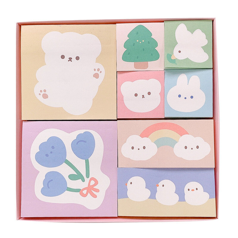 Kawaii Sticky Notes Note Set Cute Ins Wind N Times Stickers Planner Sticker Student Stationery Sticky Note Book Gift Box Memo