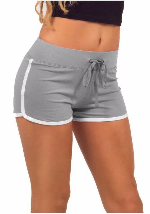 Pantalones cortos de ocio para mujer, Shorts informales holgados de cintura elástica con unión lateral en contraste, yo-ga